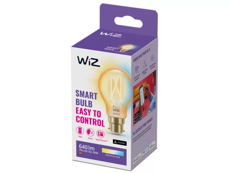Wiz smart bulb packaging on a white background