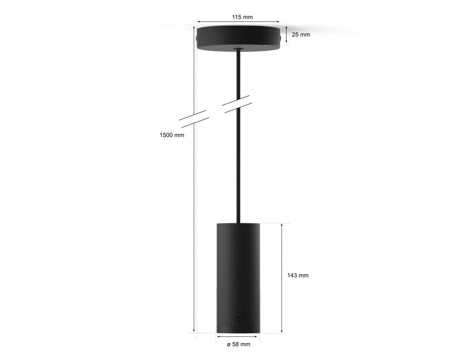 Philips Hue Black Pendant Cord dimensions