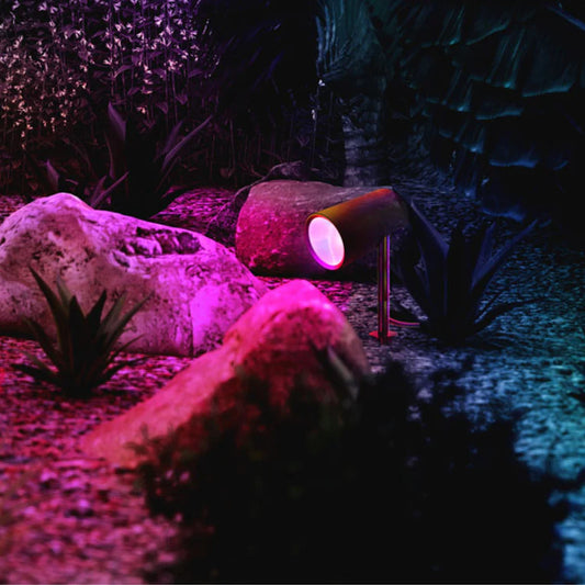 LIFX Outdoor Spot Starter Kit lighting up outdoor area