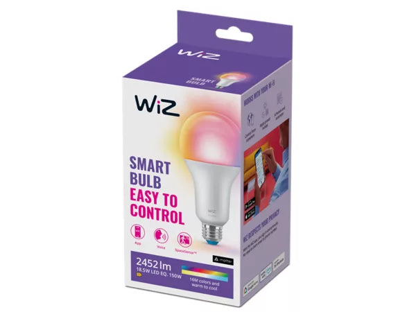WiZ smart bulb packaging on a white background