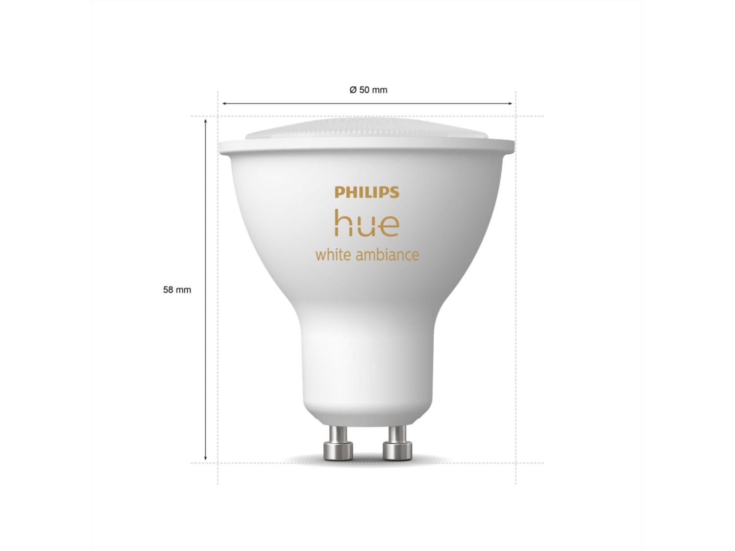 Philips HUE GU10 Globe - White Ambiance size