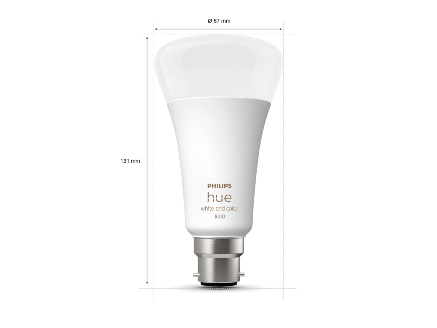 Philips Hue A67 - White & Colour Bluetooth B22 Globe specs