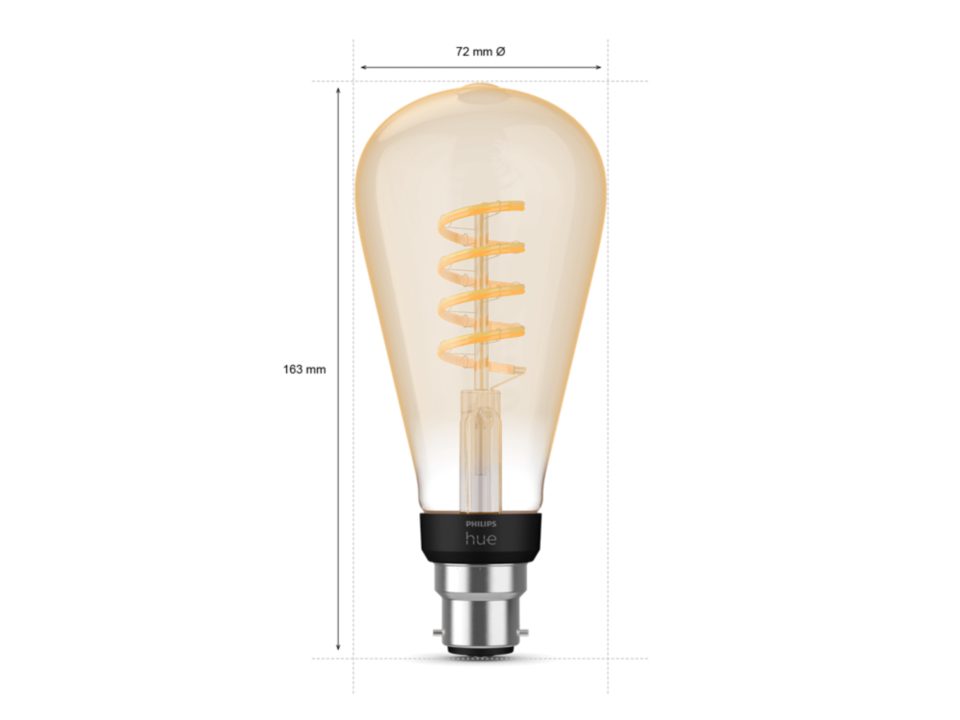 Philips Hue White Ambiance ST72 B22 Filament Globe dimensions