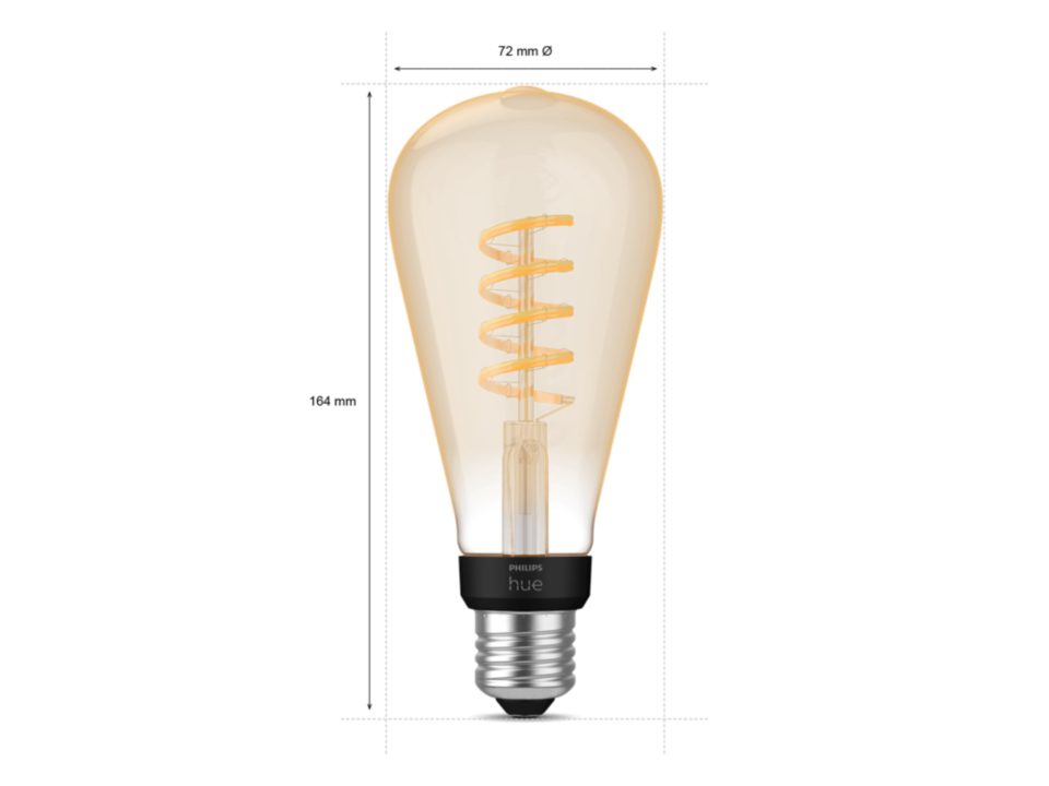 Philips Hue White Ambience ST72 E27 Filament Globe dimensions