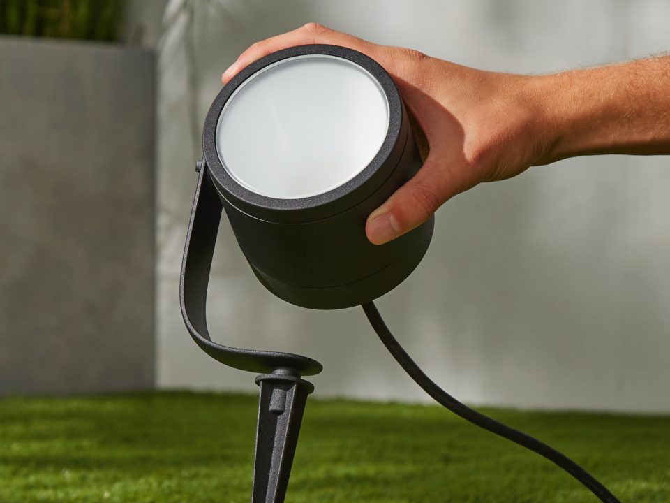 Philips Hue Lily XL Outdoor Spotlight being installed