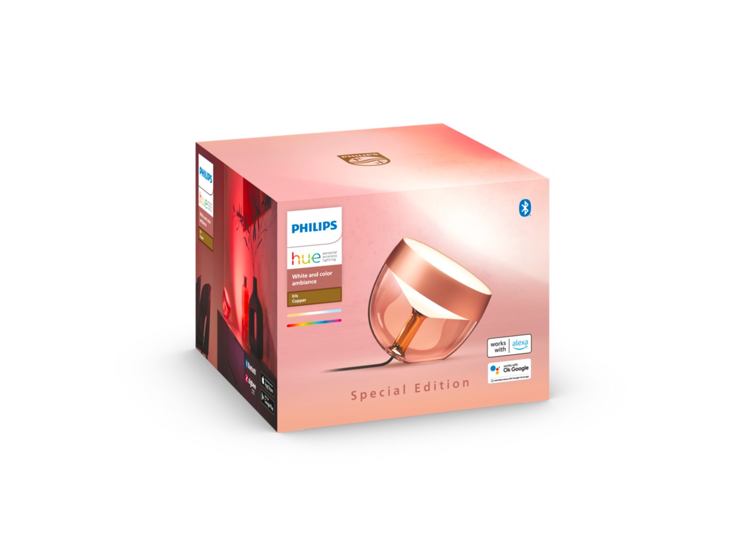 Philips Hue Iris Table Lamp - Copper Special Edition in the box