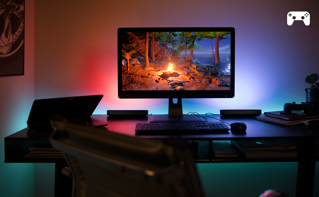 Philips Hue Play Lightbar - Double Pack - Black gaming desk