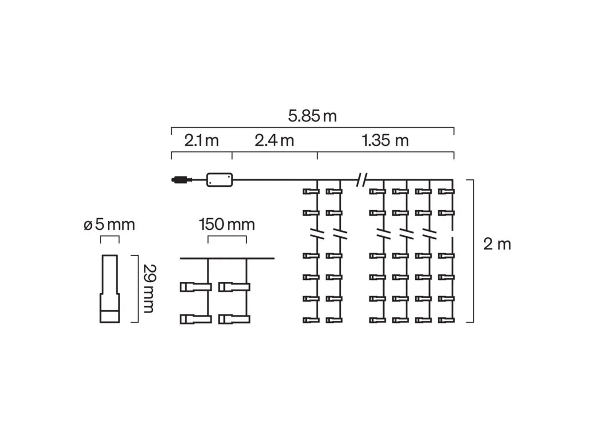 Philips Hue Festavia Curtain Lights technical drawing