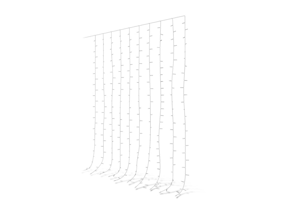 Philips Hue Festavia Curtain Lights switched off, showing the transparent cable and strands on a white background.
