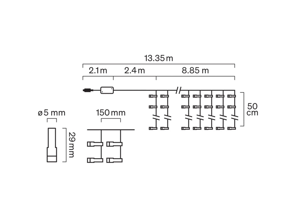 Philips Hue Festavia Icicle Lights technical drawing