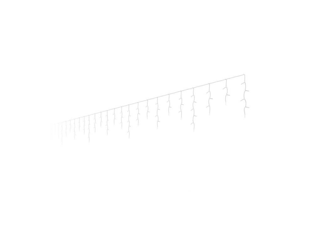A string of small hanging fairy lights on a wire, shown against a solid white background.