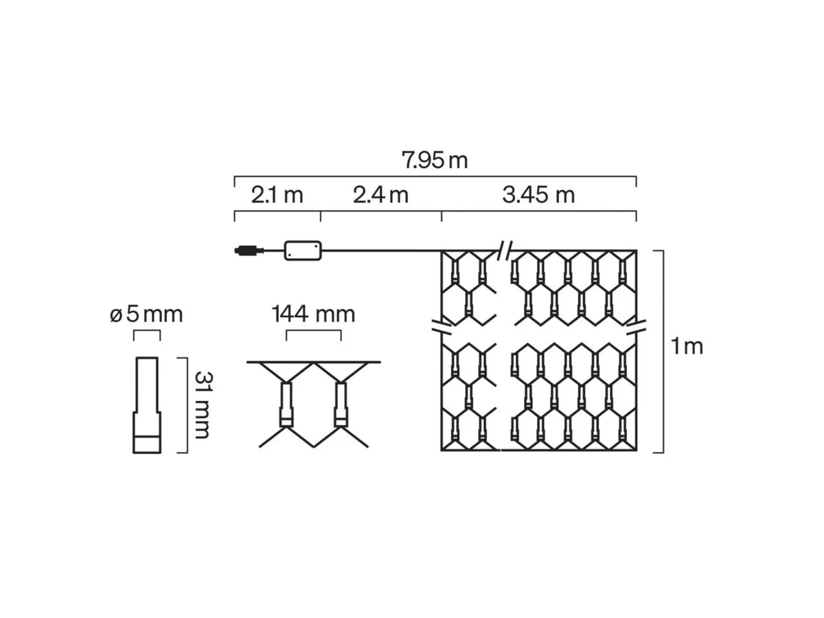 Philips Hue Festavia Net Lights technical drawing