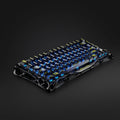 Gravastar Mechanical keyboard with blue backlighting on a dark background