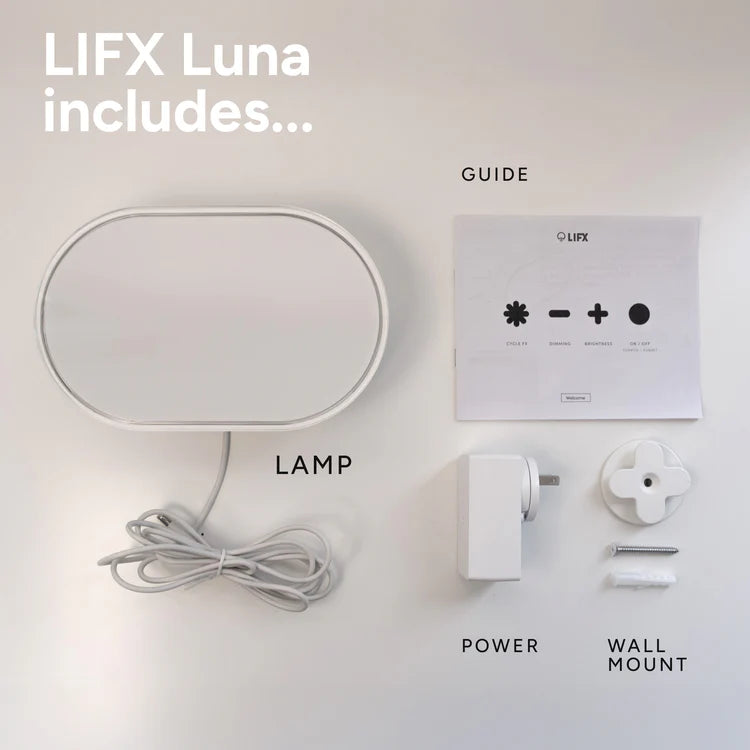 LIFX Luna smart light system components on a white background