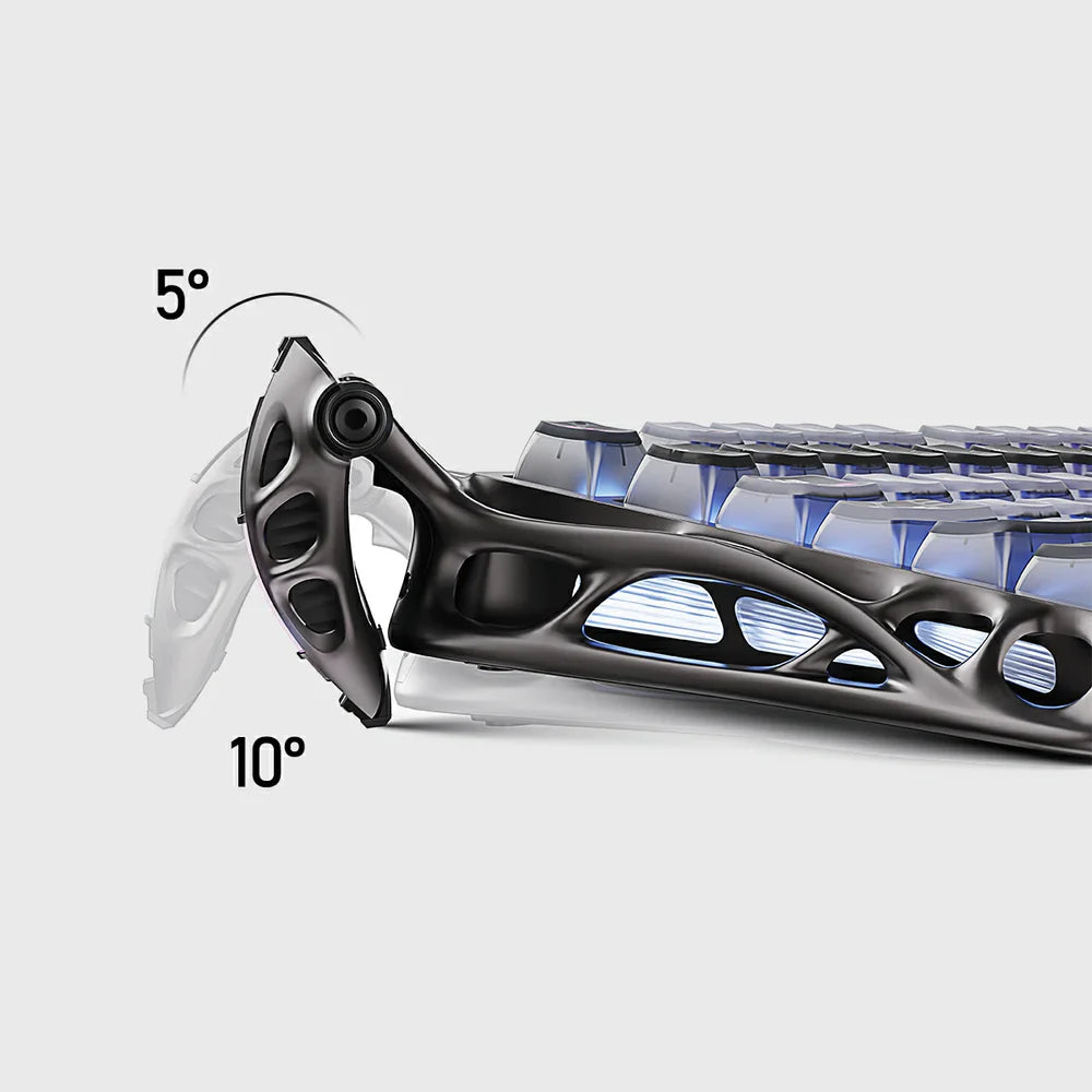 GravaStar Mercury K1 Pro Gaming Keyboard - Cyberpunk  angled legs 