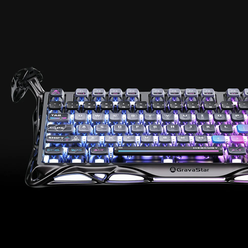 Gaming keyboard with RGB lighting on a black background