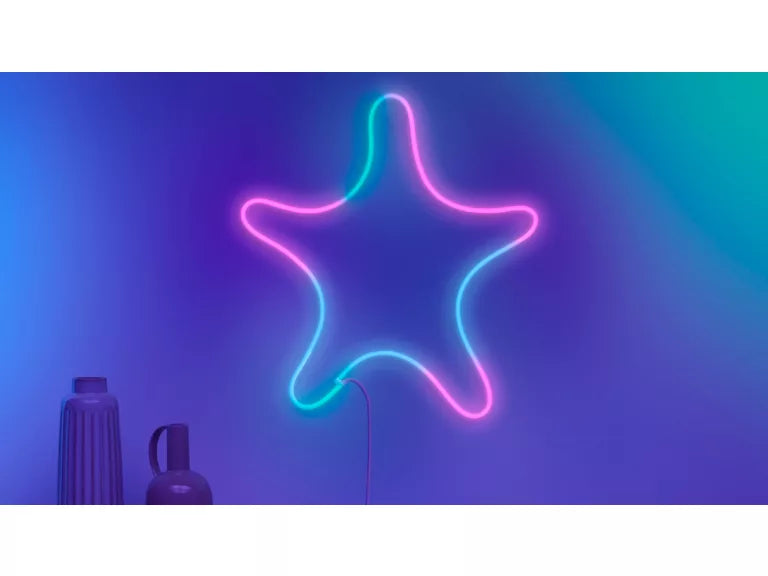 Wiz Neon star-shaped light on a gradient blue and purple background