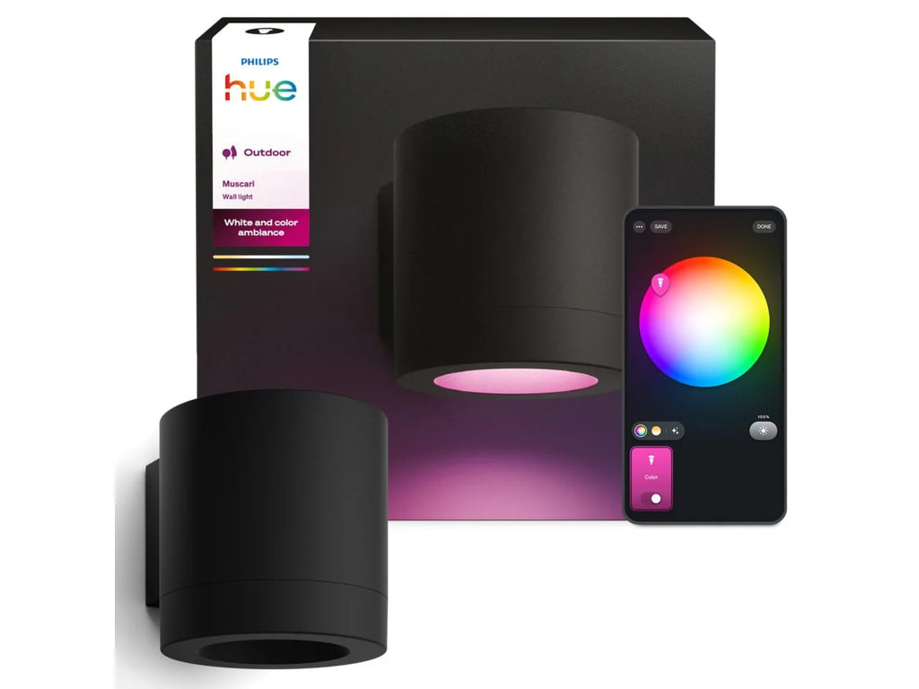 Philips Hue Muscari Entry Wall Light Round Light, Square Mount with the box and Hue app