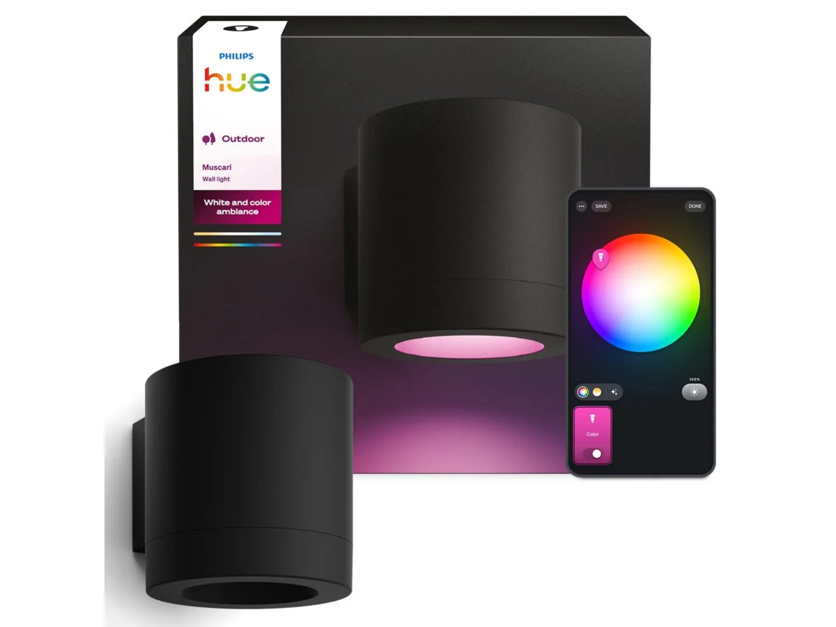 Philips Hue Muscari Entry Wall Light Round Light, Square Mount with the box and Hue app