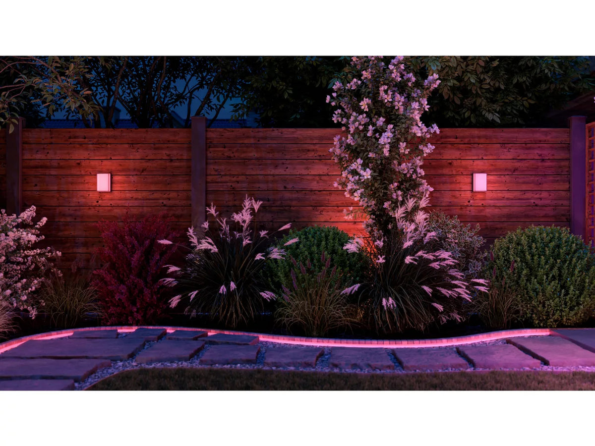 Philips Hue Scenova Wall Light - Rectangular along outdoor path