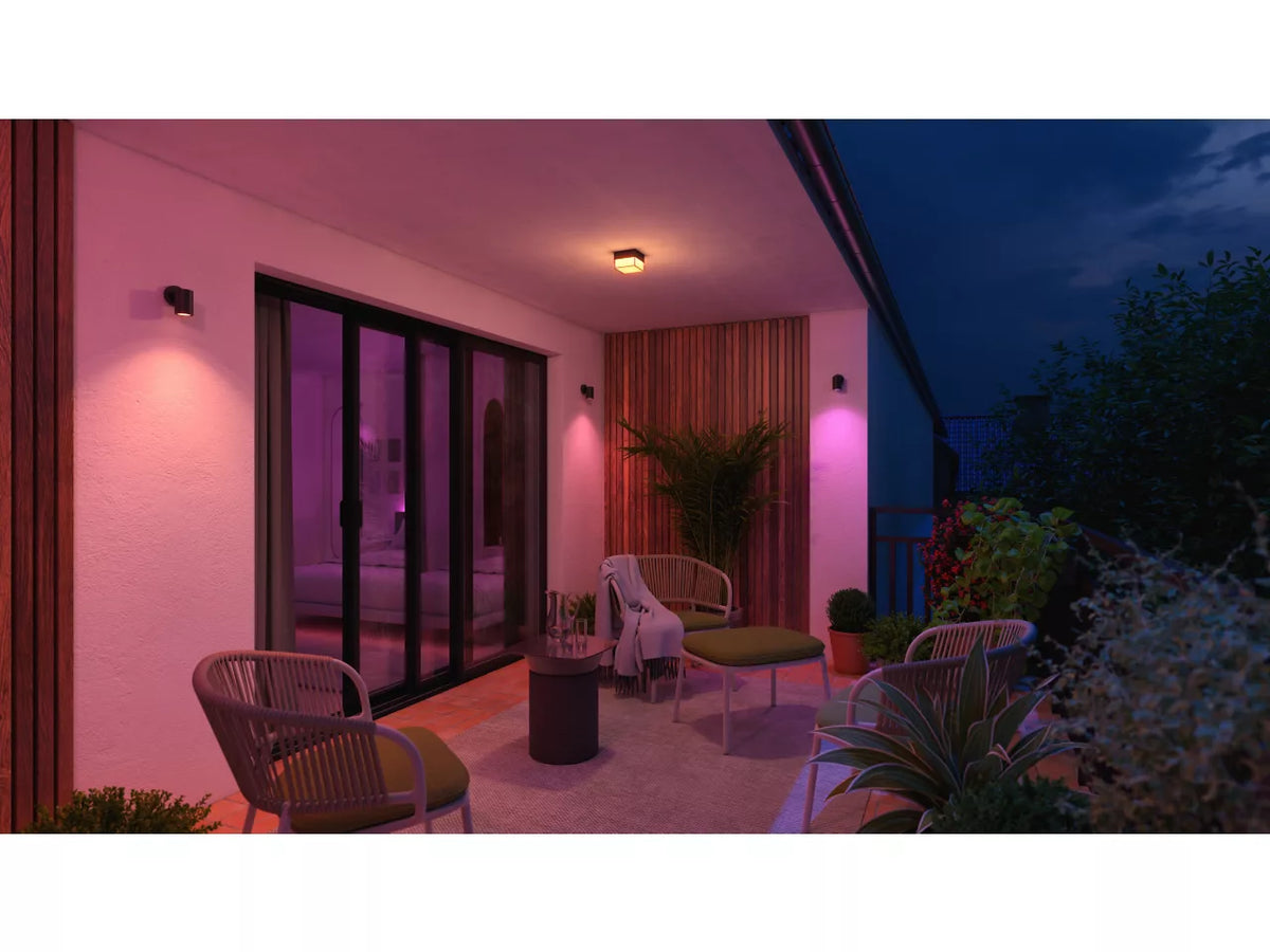 patio with a variety of hue lights