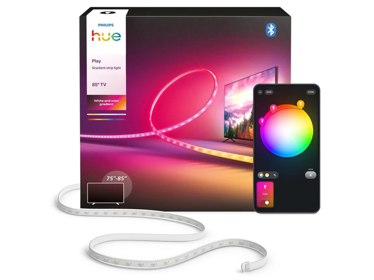 Philips Hue Play Gradient Light Strip 85" box and Hue app
