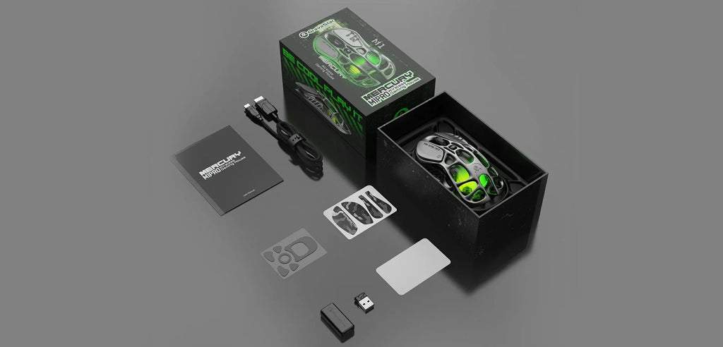 GravaStar Mercury M1 Pro - Wireless Gaming Mouse all the parts in the box