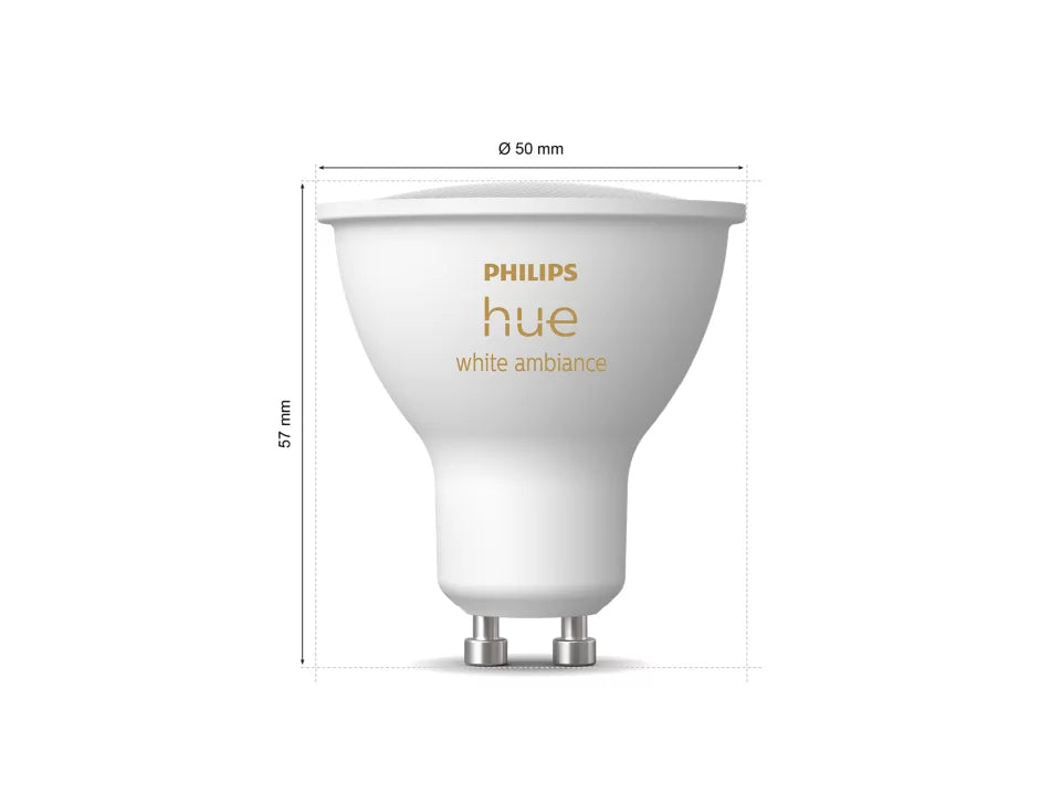 Philips HUE GU10 Globe - White Ambiance dimensions