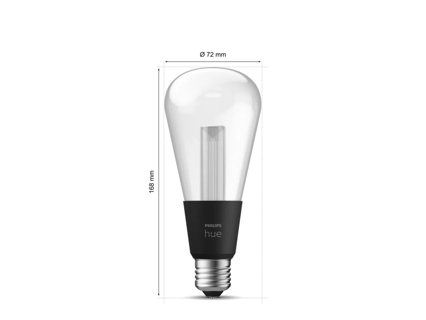 Philips Hue Lightguide Colour ST72 Globe E27 dimensions