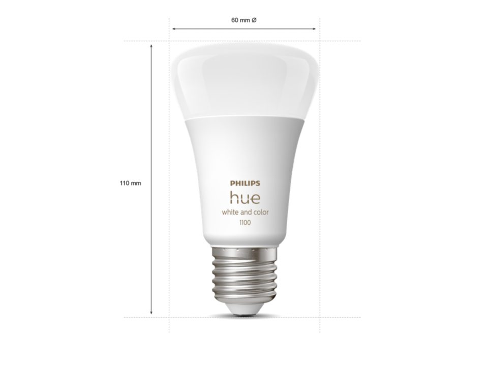 Philips Hue A60 - White & Colour E27 Globe dimensions