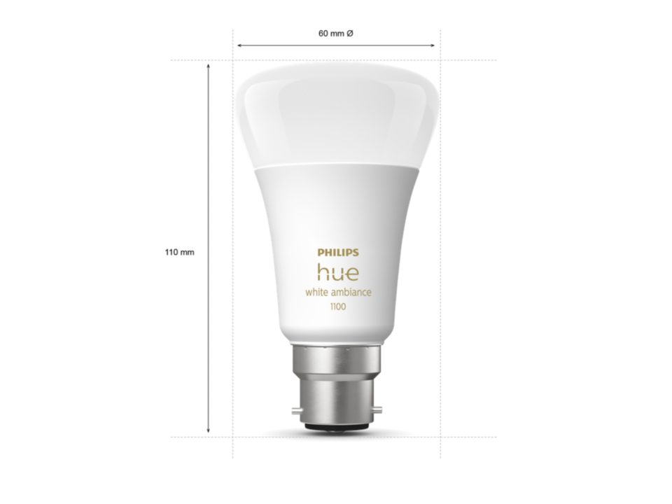 Philips Hue A60 - White Ambiance B22 Globe dimesions