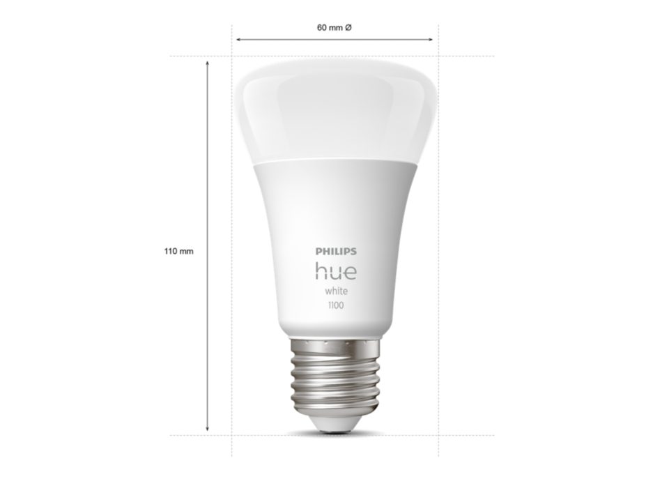 Philips Hue A60 - White E27 Globe dimesons