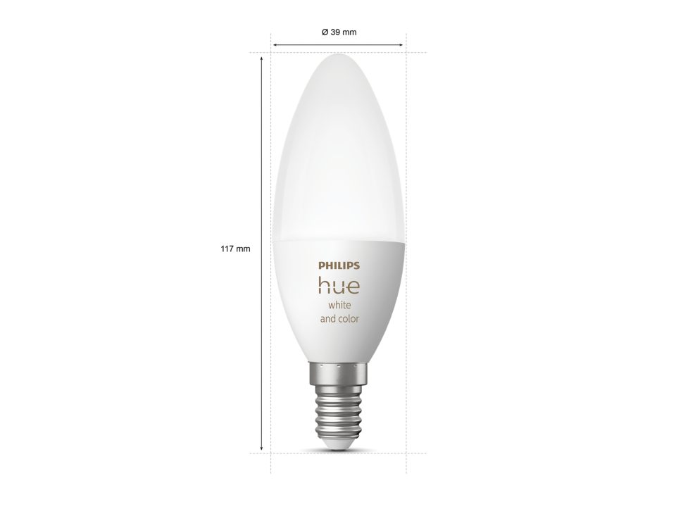 Philips Hue E14 Candle Globe with Bluetooth - Colour dimensions
