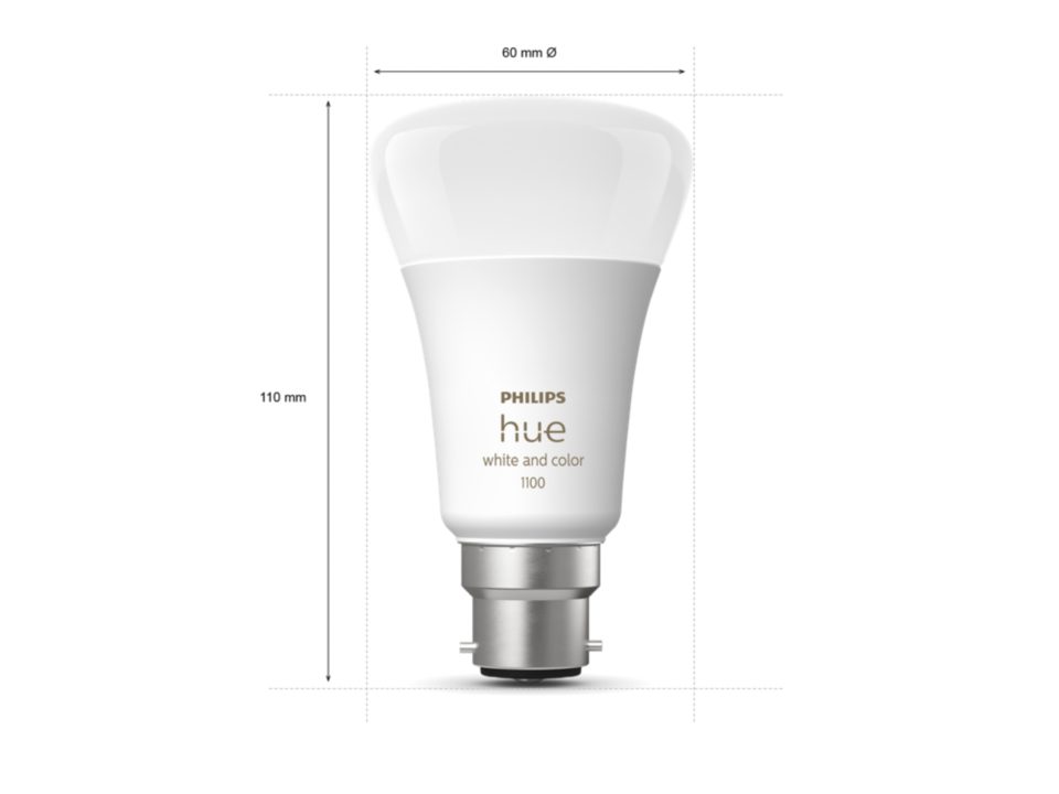 Philips Hue A60 - White & Colour B22 Globe dimensions