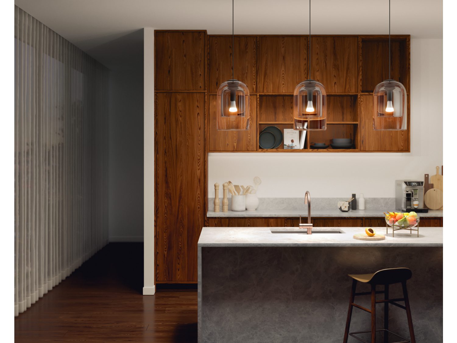 Philips Hue A67 - White Ambience E27 Globe 1600lm above kitchen
