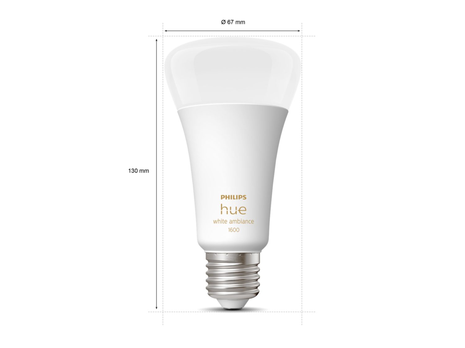 Philips Hue A67 - White Ambience E27 Globe 1600lm dimensions