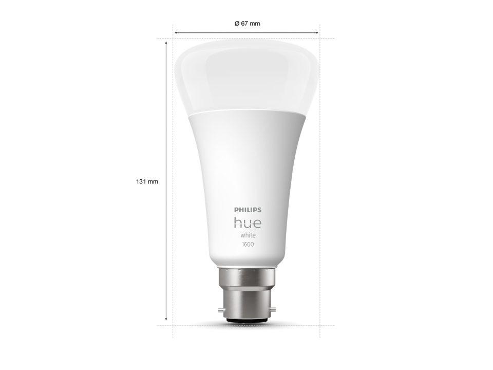 Philips Hue A67 - White Bluetooth B22 Globe dimensions