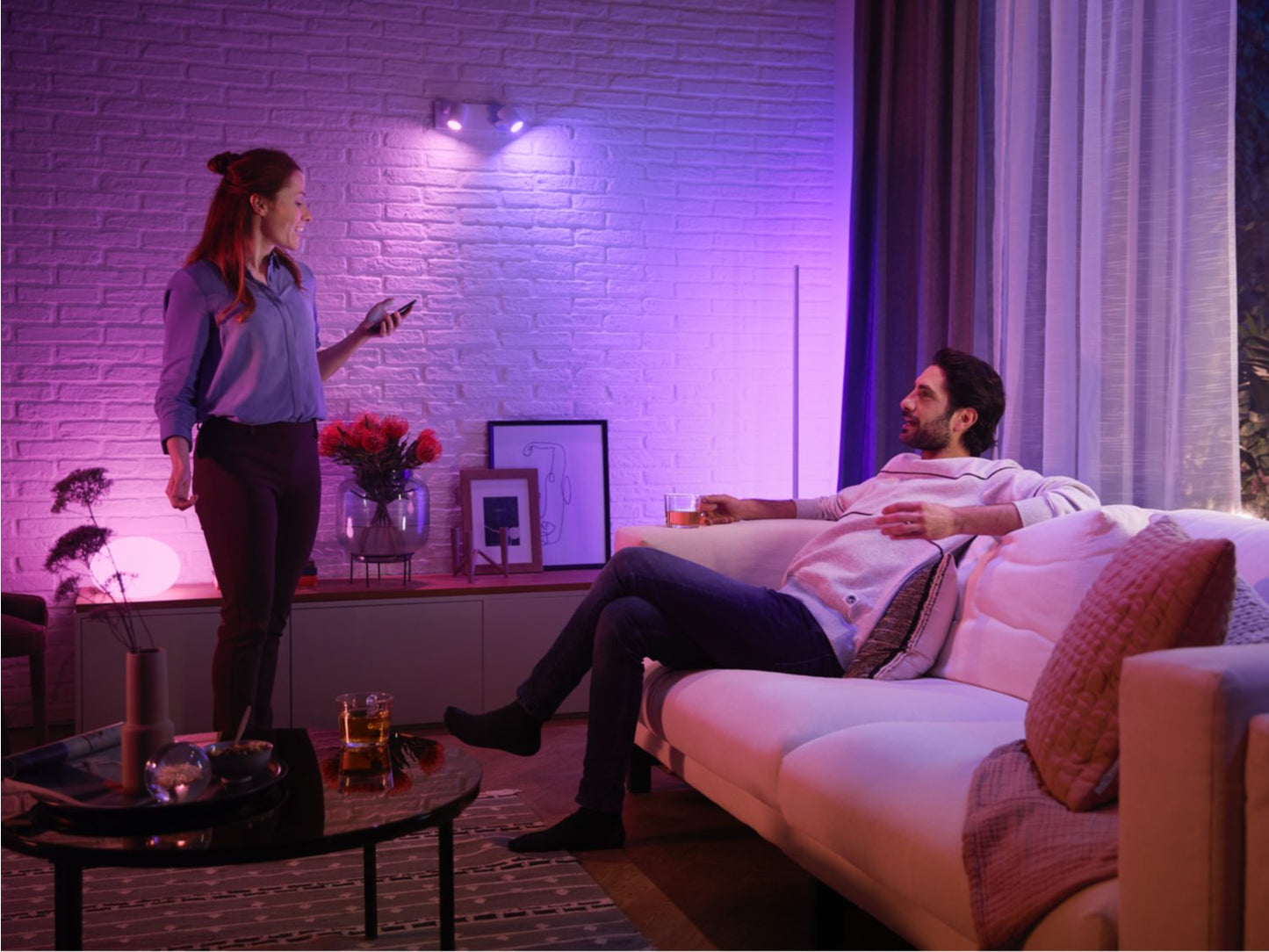 Philips Hue GU10 Globe - White and Color Bluetooth feature wall