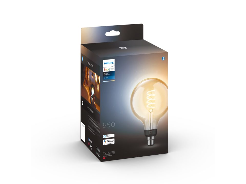 Philips Hue White Ambiance G125 B22 Filament Globe in bxo